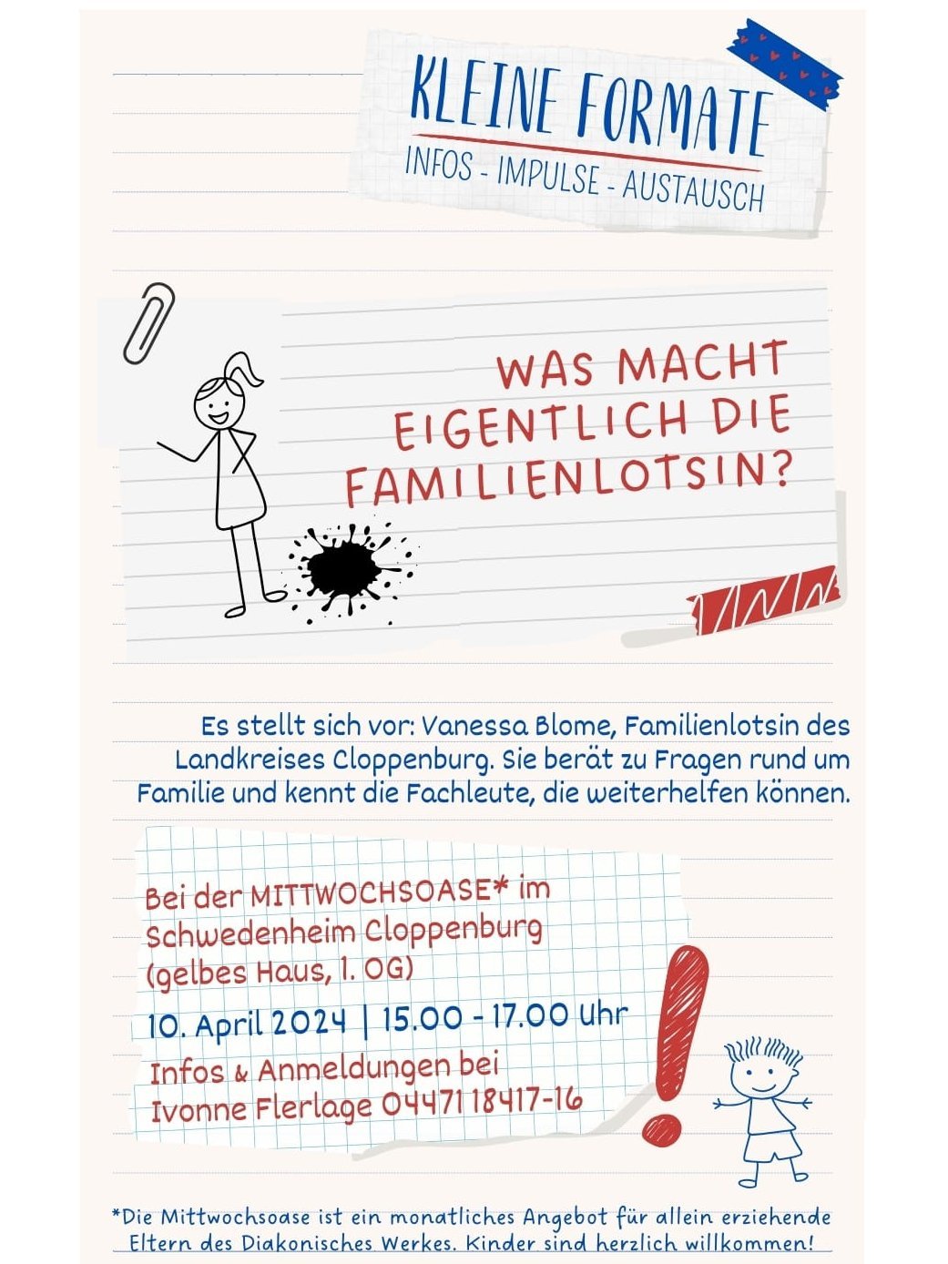 Flyer zur nächsten Mittwochsoase.